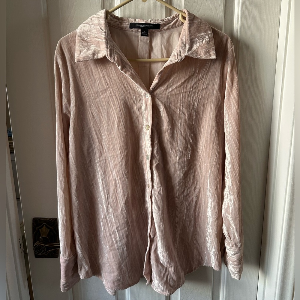 Marc New York Light Pink Velvet Blouse